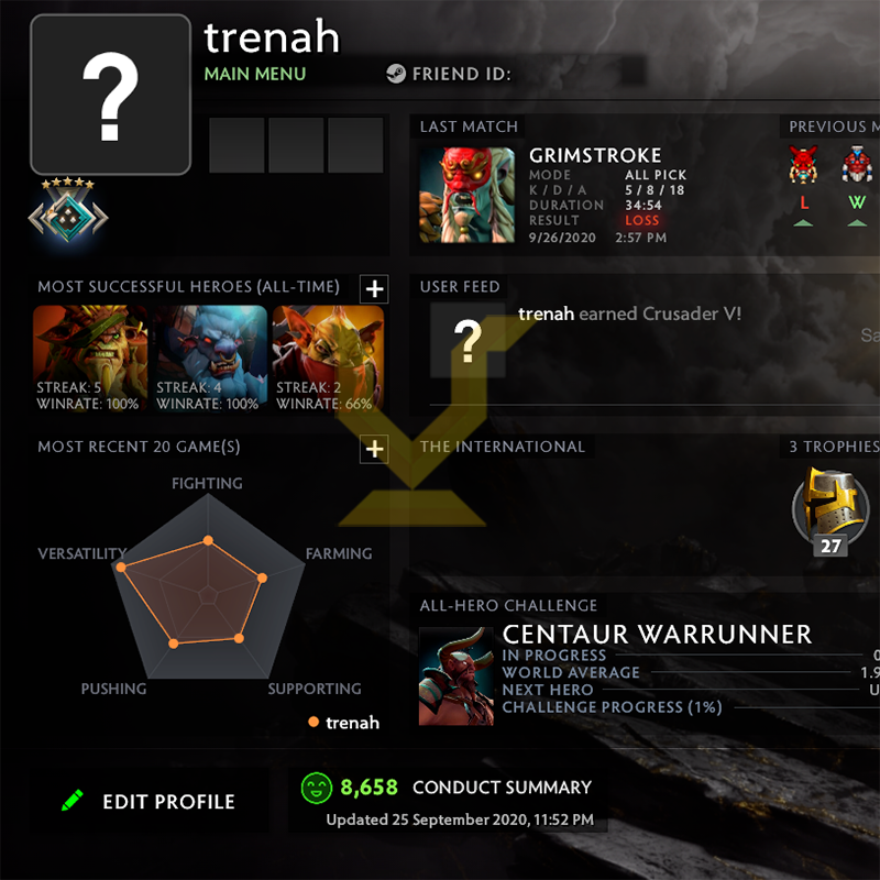 Crusader V | MMR: 2150 - Behavior: 8658