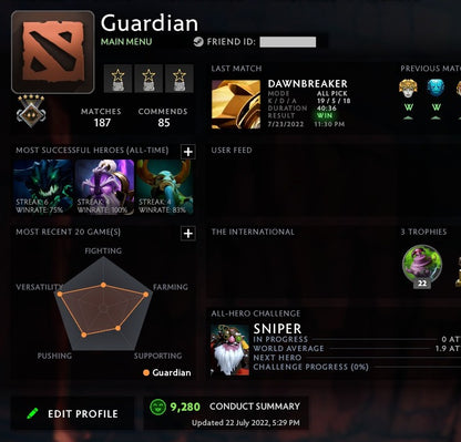 Gardien V | MMR : 1420 - Comportement : 9280 
