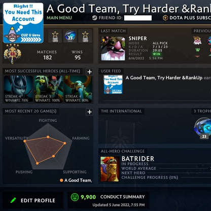 Legend IV | MMR: 3600 - Behavior: 9900