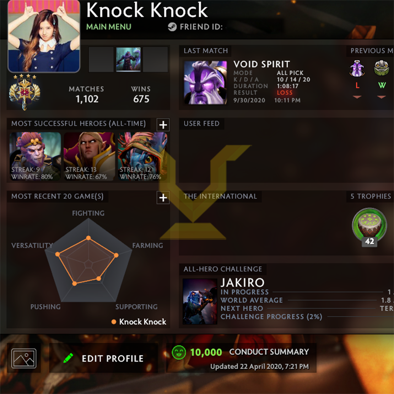 Legend V | MMR: 3650 - Behavior : 10000
