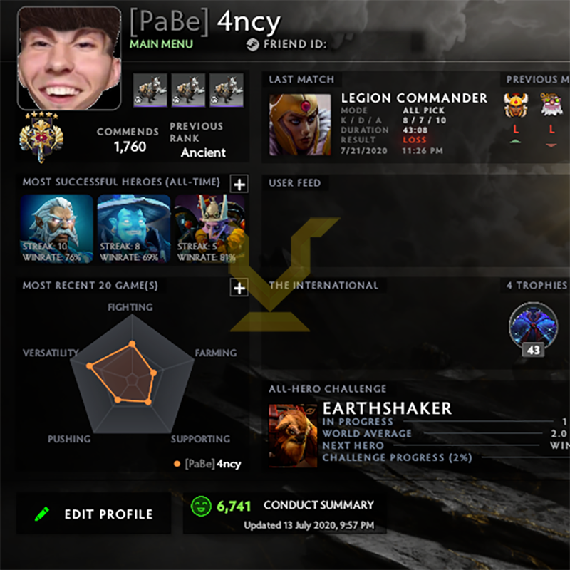 Legend V | MMR: 3700 - Behavior: 6741