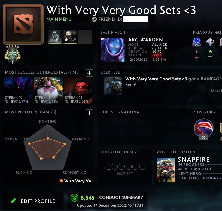 Archon V | MMR: 2840 - Behavior: 8545