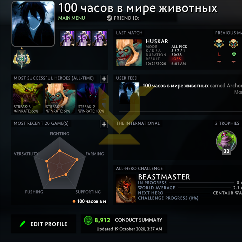 Archon I | MMR: 2350 - Behavior : 8912
