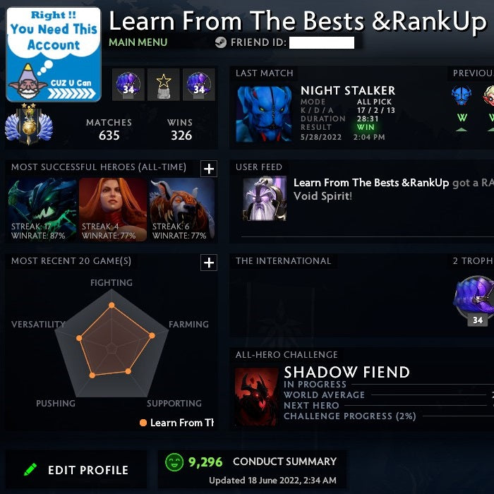 Divine II | MMR: 5000 - Behavior: 9296