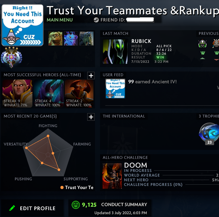 Ancient IV | MMR: 4460 - Behavior: 9125