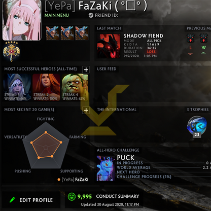 Légende V | MMR : 3580 - Comportement : 9995