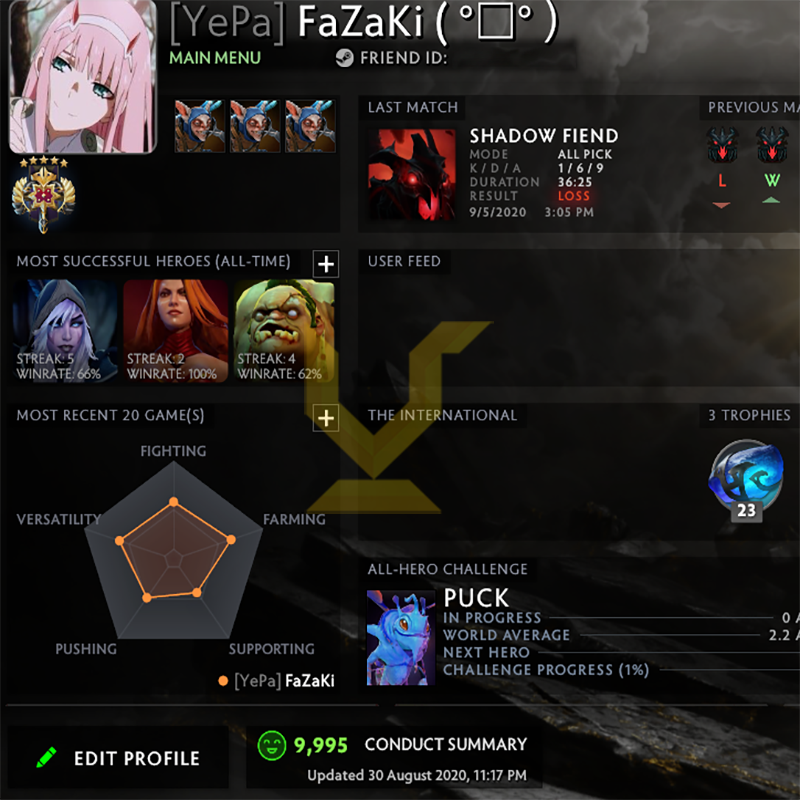 Légende V | MMR : 3580 - Comportement : 9995