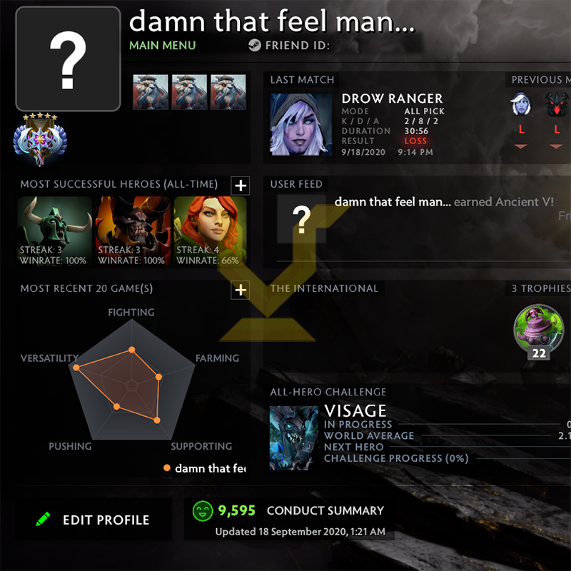 Ancient V | MMR: 4610 - Behavior: 9595