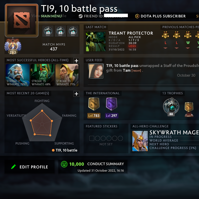 Immortal [ 283 ] | MMR: 8630 - Behavior: 10000