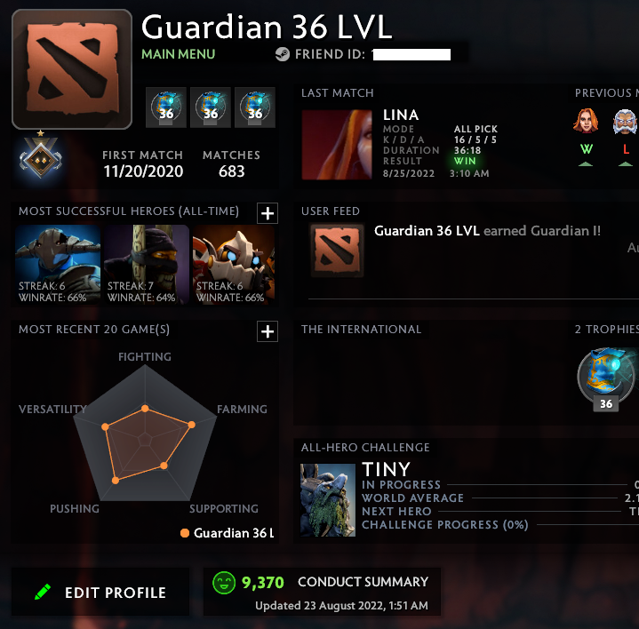 Gardien I | MMR : 890 - Comportement : 9370