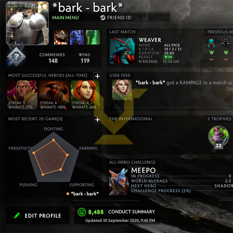 Not Calibrated | MMR: TBD - Behavior: 8488