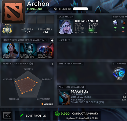Archon V | MMR: 2950 - Behavior: 9900