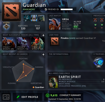 Gardien V | MMR : 1420 - Comportement : 9615 