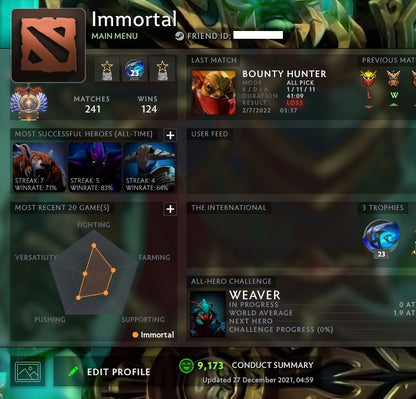 Immortal | MMR: 5830 - Behavior: 9173