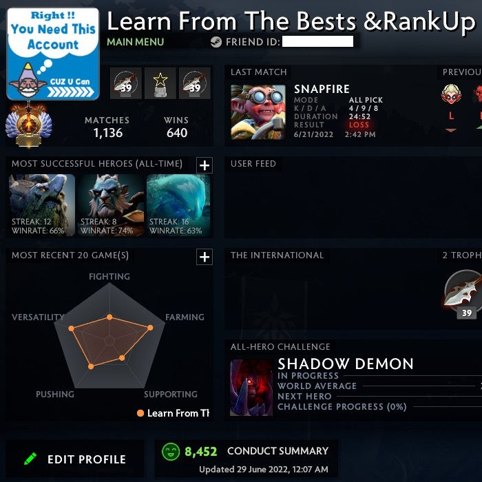 Immortel | MMR : 5650 - Comportement : 8452 