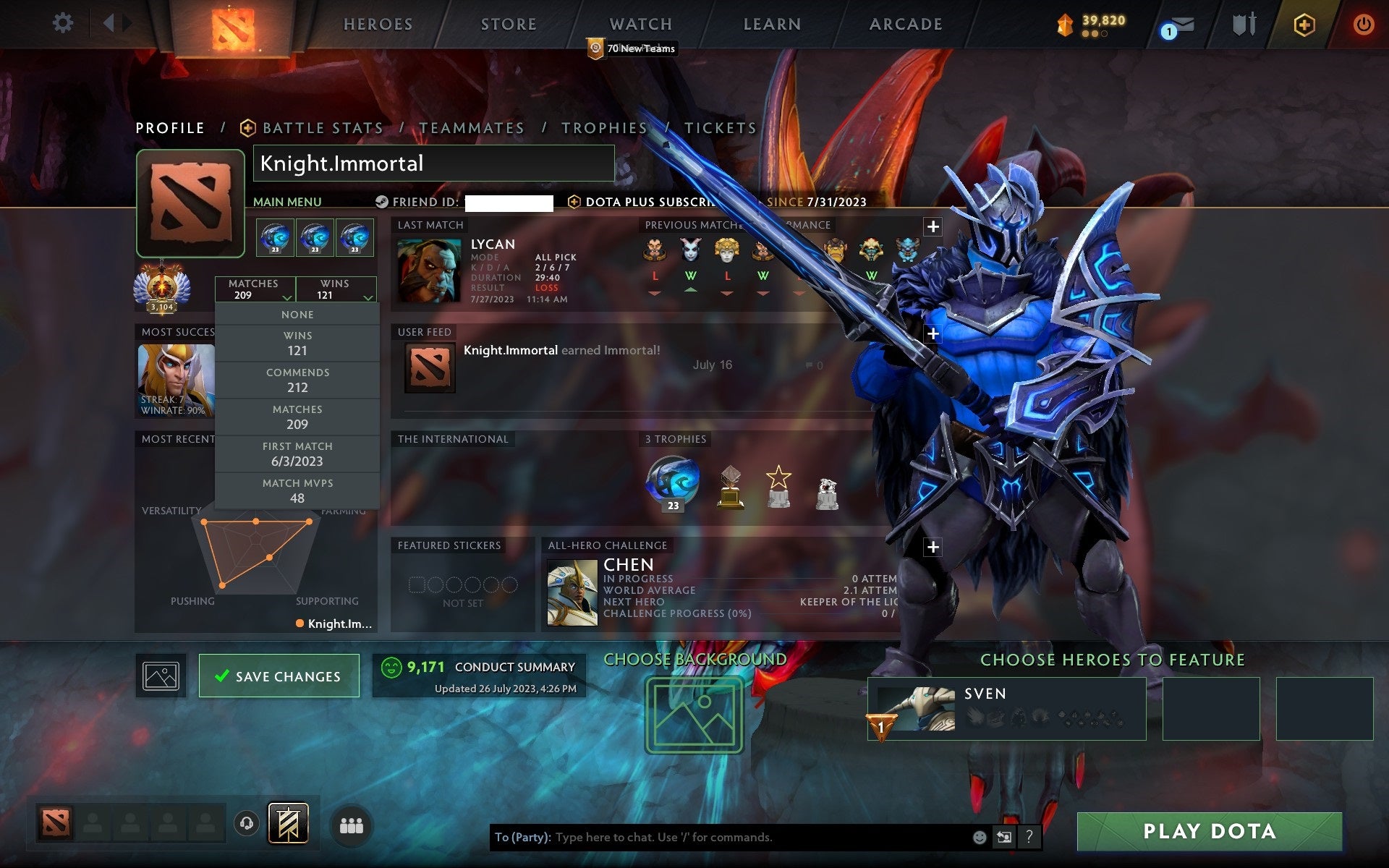 Immortal [Leaderboard] | MMR: 7108 - Behavior: 9171