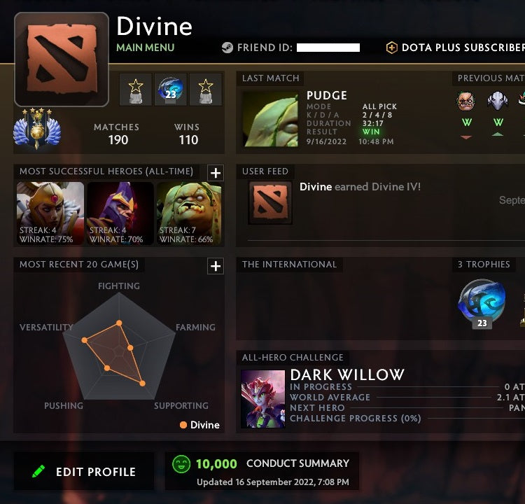 Divine IV | MMR: 5180 - Behavior: 10000