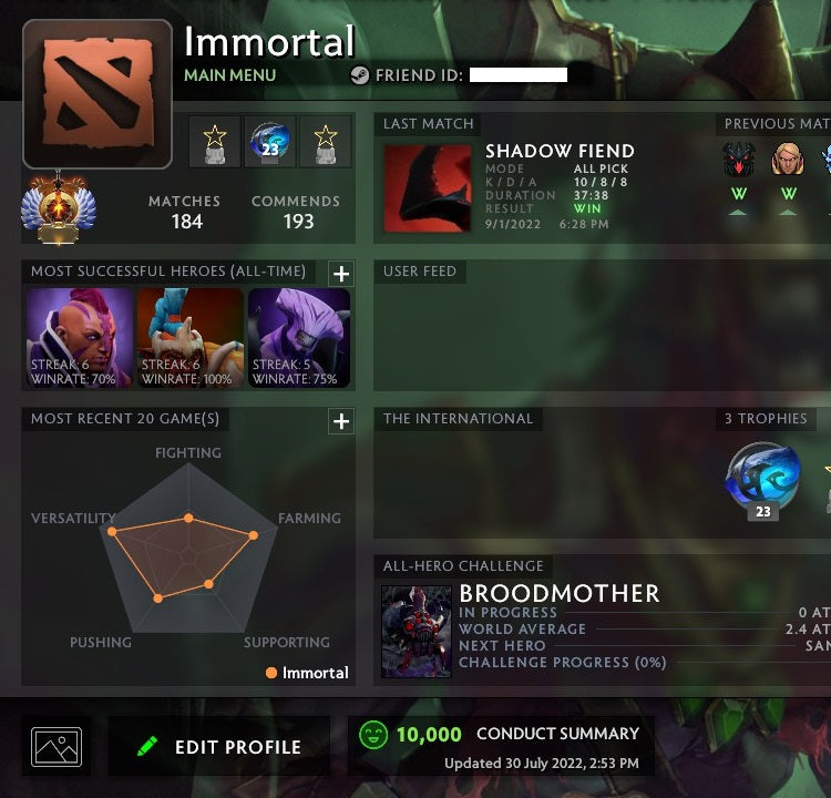 Immortal | MMR: 5700 - Behavior: 10000