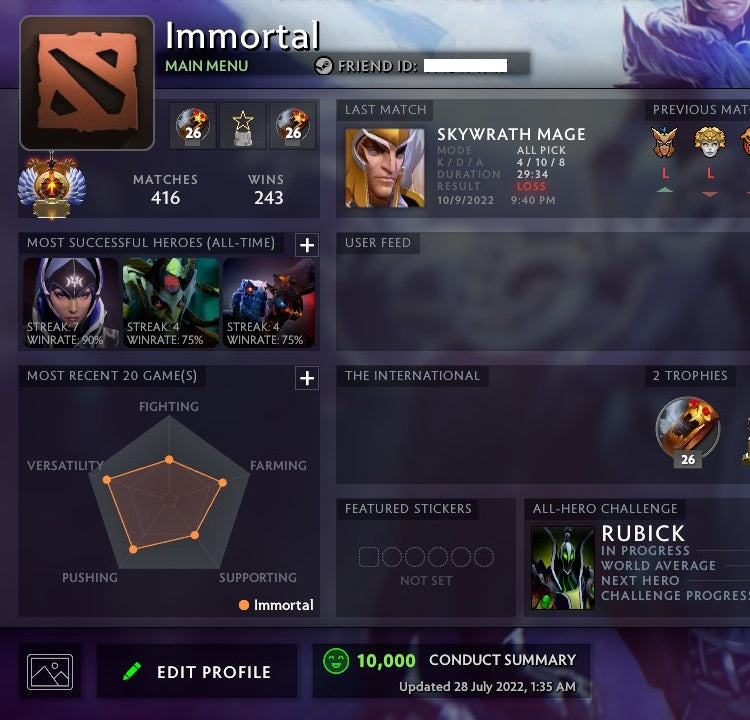 Immortel | MMR : 6160 - Comportement : 10000 