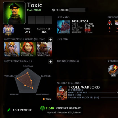 Immortal |  MMR: 5490  - Behavior: 9840