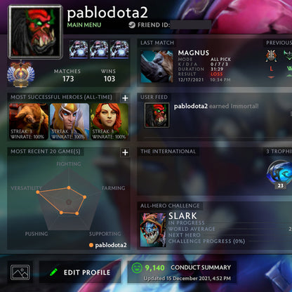 Immortal |  MMR: 5740 - Behavior: 9140