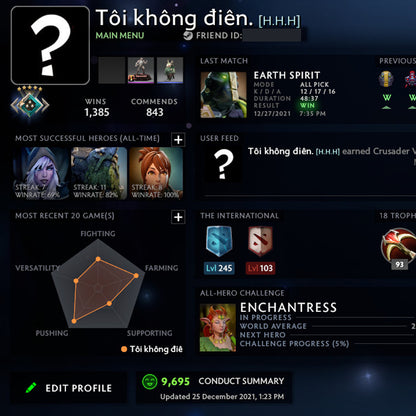 Croisé V | MMR : 2160 - Comportement : 9695