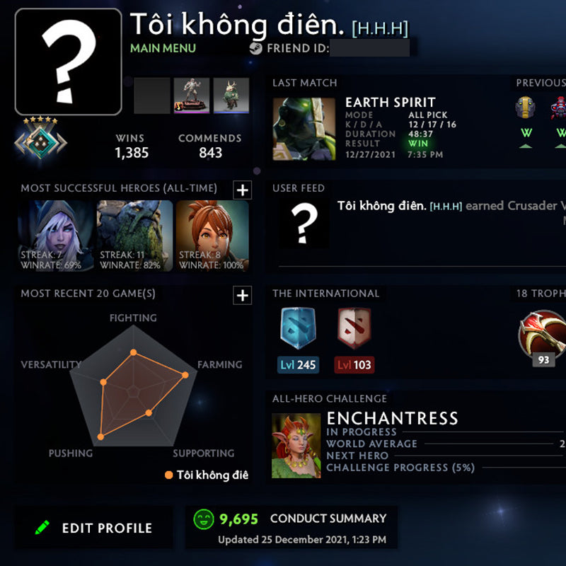 Crusader V | MMR: 2160 - Behavior: 9695