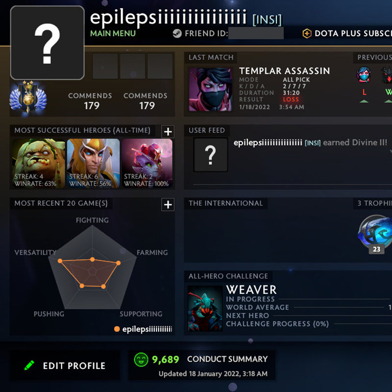 Divin II | MMR : 4800 - Comportement : 9689