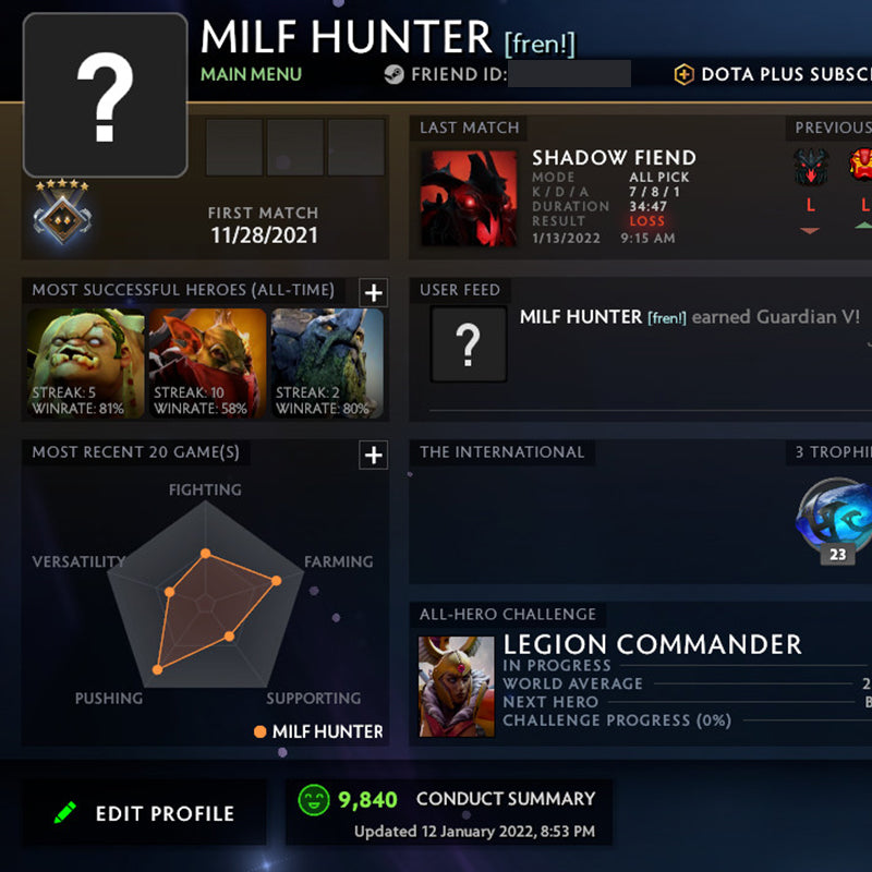 Gardien V | MMR : 1430 - Comportement : 9840