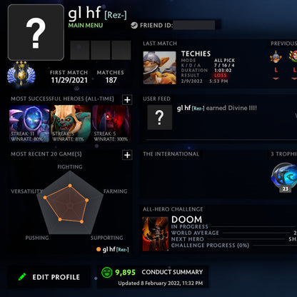 Divine III  |  MMR: 4970 - Behavior: 9895