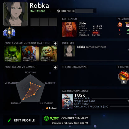 Divine I |  MMR: 4780 - Behavior: 9297