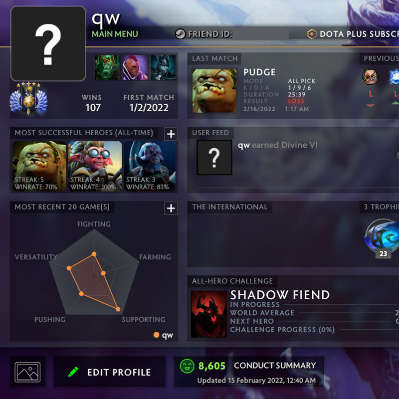 Divin V | MMR : 5390 - Comportement : 8600