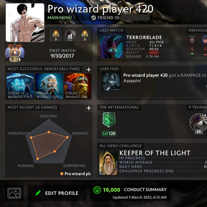 Immortal [ 3074] |  MMR: 5740 - Behavior: 10000