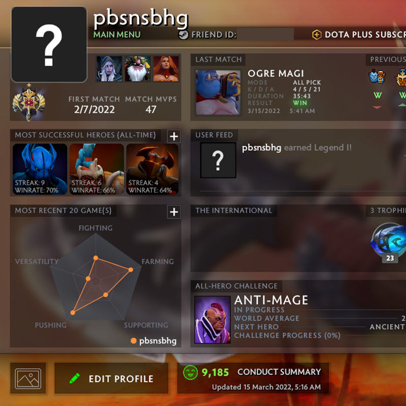 Legend I | MMR: 3110 - Behavior: 9185