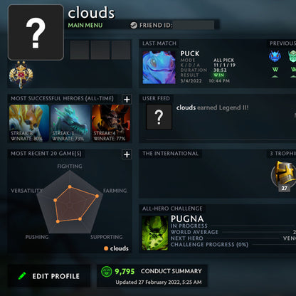 Légende II | MMR : 3250 - Comportement : 9795