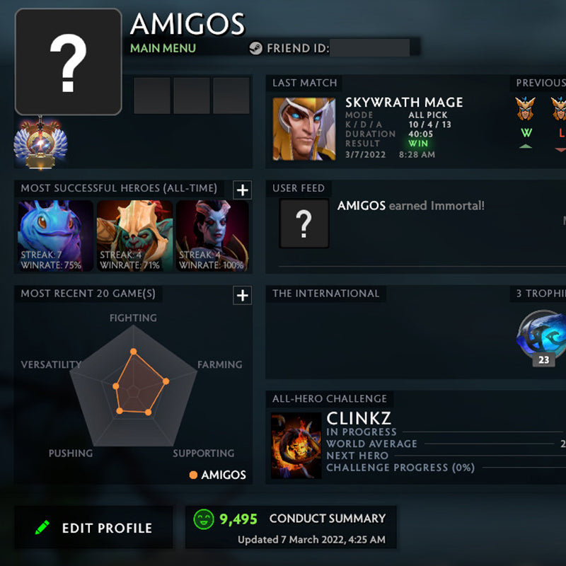 Immortal | MMR: 5830 - Behavior: 9495