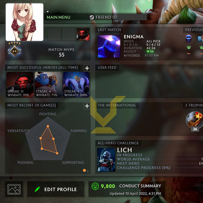 Gardien V | MMR : 1400 - Comportement : 9800