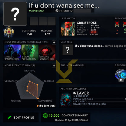 Légende I | MMR : 3180 - Comportement : 10000