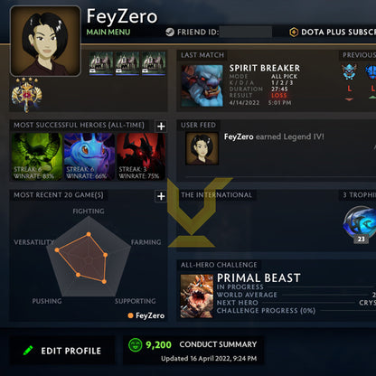 Légende IV | MMR : 3560 - Comportement : 9200