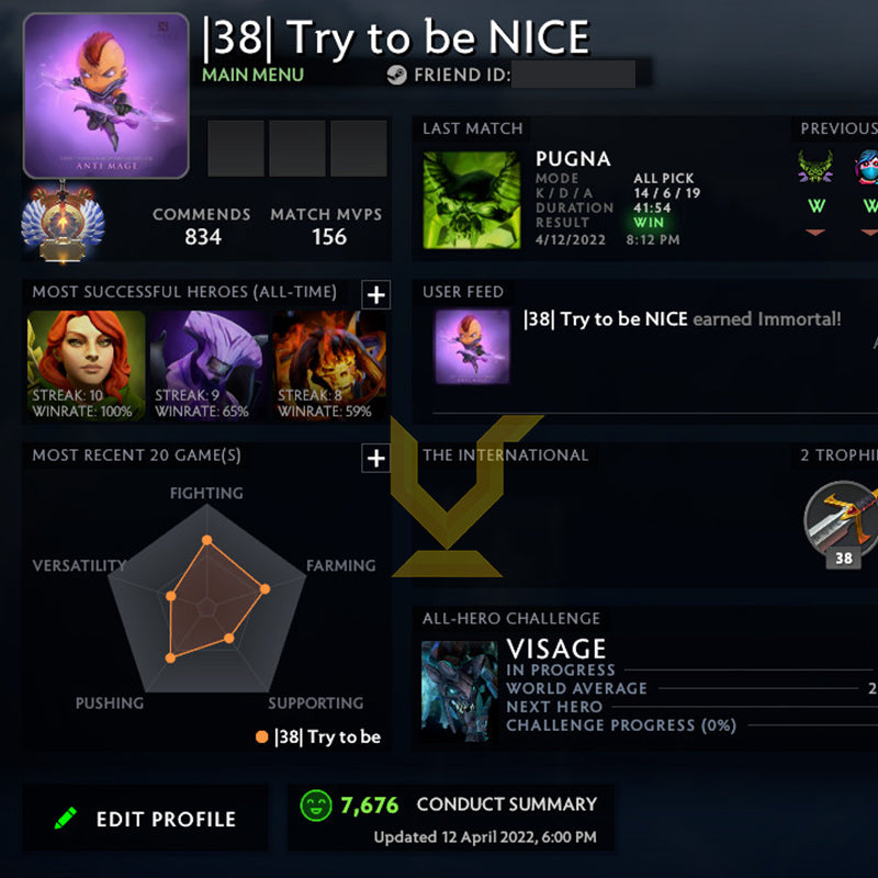 Immortal | MMR: 6000 - Behavior: 7676