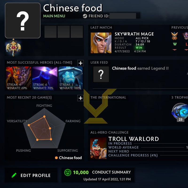 Legend I | MMR: 3150 - Behavior: 10000