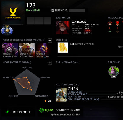 Divine II | MMR: 4890 - Behavior: 8820