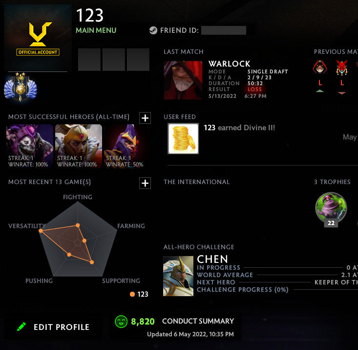 Divine II | MMR: 4890 - Behavior: 8820