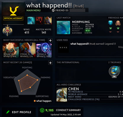 Légende I | MMR : 3130 - Comportement : 9500