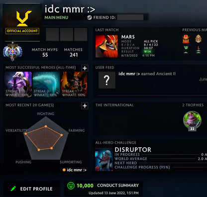 Ancient I | MMR: 3960 - Behavior: 10000
