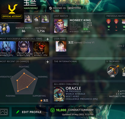 Divine V | MMR: 5620 - Behavior: 10000