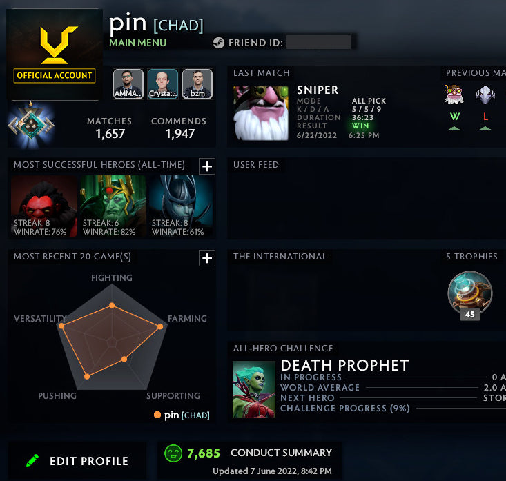 Crusader I | MMR: 1520 - Behavior: 7685