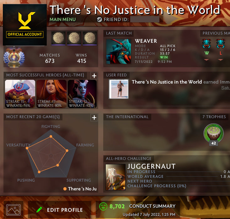 Immortal | MMR: 5720  - Behavior: 8702