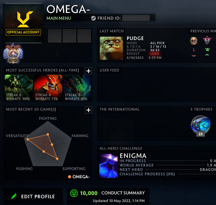 Immortal |  MMR: 5710 - Behavior: 10000