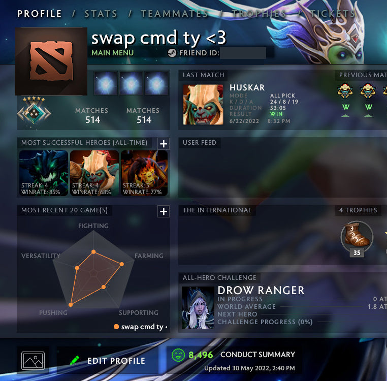 Crusader V | MMR: 2220 - Behavior: 8496